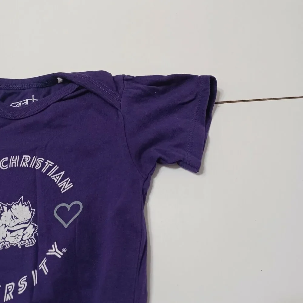 TCU Horned Frogs Garb Inc Girls T-Shirt Purple White Short Bodysuit TX Christian
